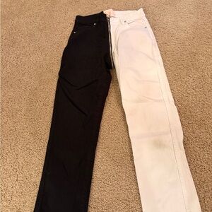 REVICE Two-Tone Black and White Skinny Jeans
